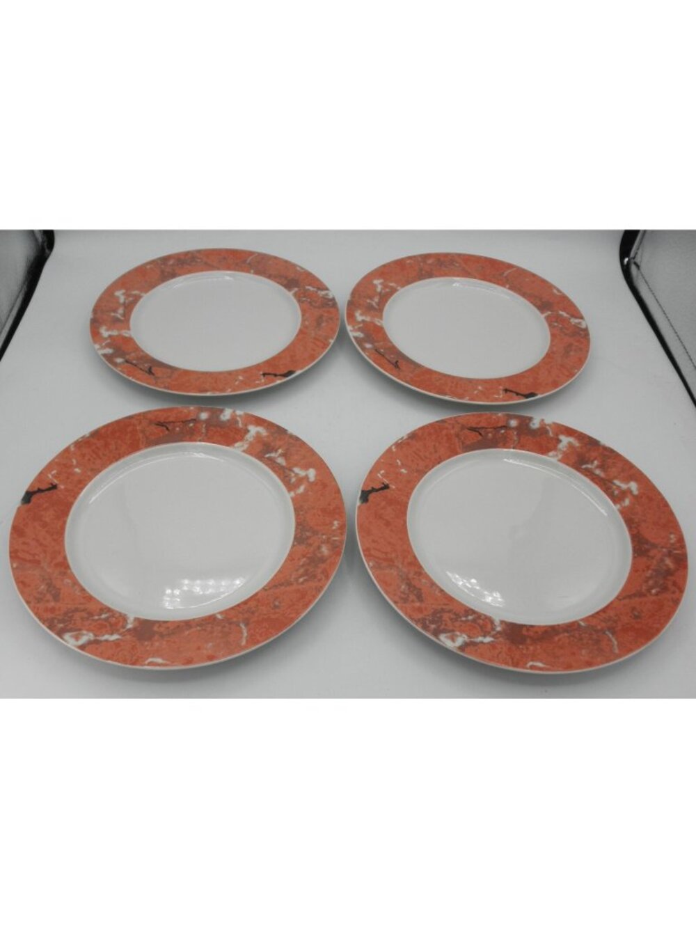 Siena by Villeroy & Boch Salmon Orange Marble Salad Plates 8.25 Inches set of 4
